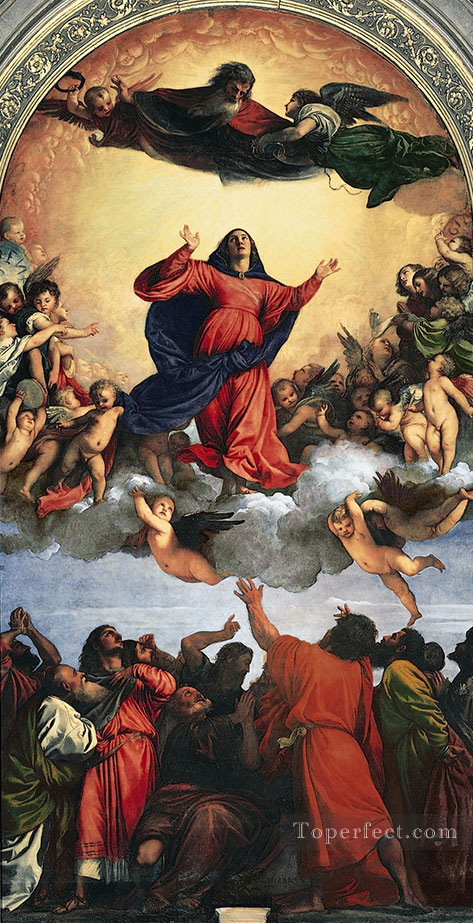 ティツィアーノの聖母被昇天油絵